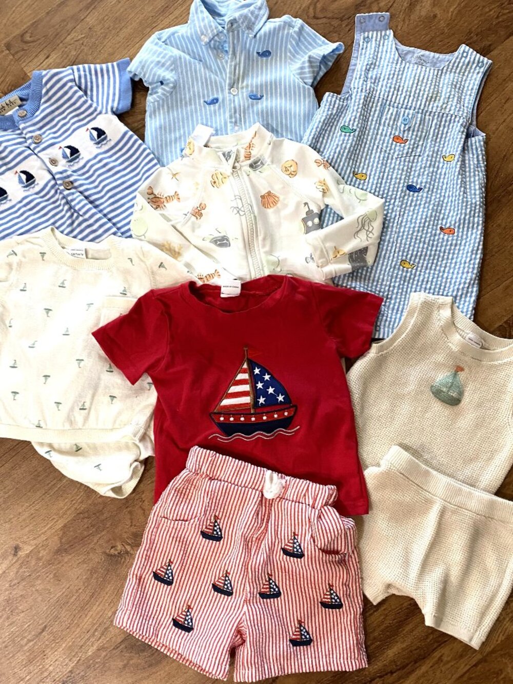 Lot of 10PC Boys Lot-Rashguard/Outfits/One Pieces-12M